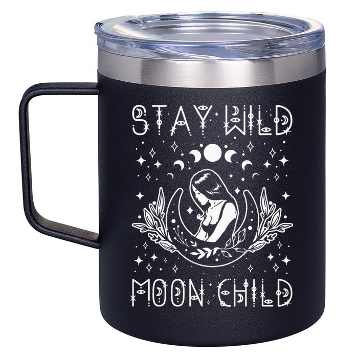 Stay Wild Moon Child Celestial Wiccan Witchy Boho Vibes 12oz Stainless Steel Coffee Mug