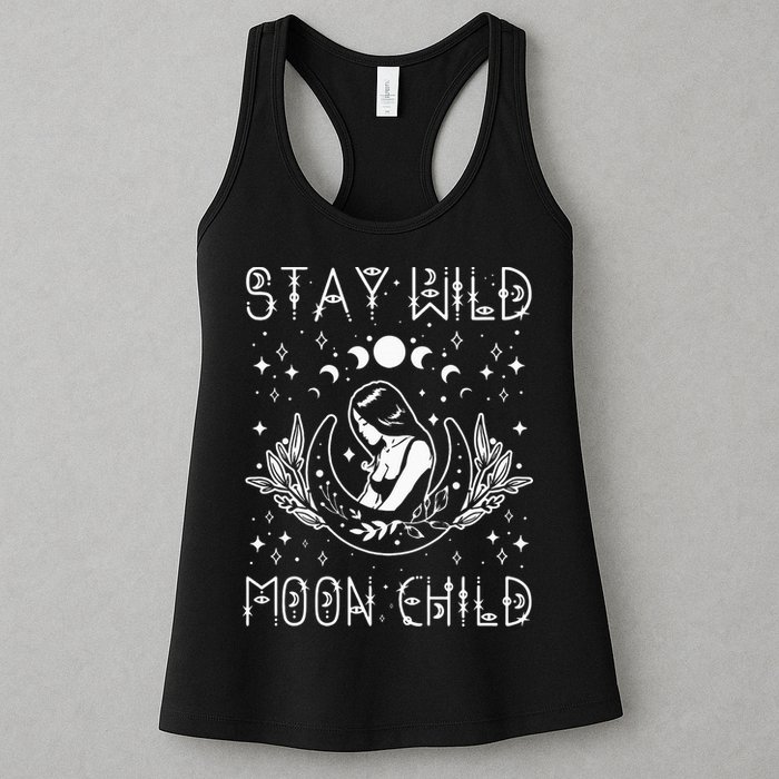 Stay Wild Moon Child Celestial Wiccan Witchy Boho Vibes Womens Tank Top