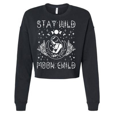 Stay Wild Moon Child Celestial Wiccan Witchy Boho Vibes Cropped Pullover Crew