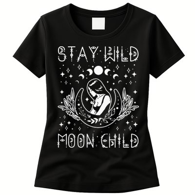 Stay Wild Moon Child Celestial Wiccan Witchy Boho Vibes Womens T-Shirt