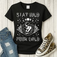 Stay Wild Moon Child Celestial Wiccan Witchy Boho Vibes Womens T-Shirt