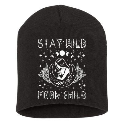 Stay Wild Moon Child Celestial Wiccan Witchy Boho Vibes Short Acrylic Beanie