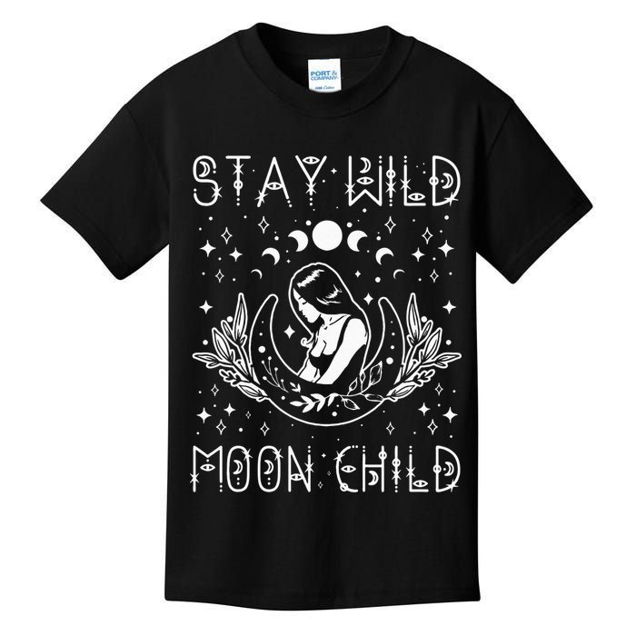 Stay Wild Moon Child Celestial Wiccan Witchy Boho Vibes Kids T-Shirt
