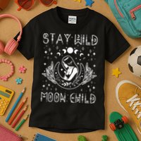 Stay Wild Moon Child Celestial Wiccan Witchy Boho Vibes Kids T-Shirt