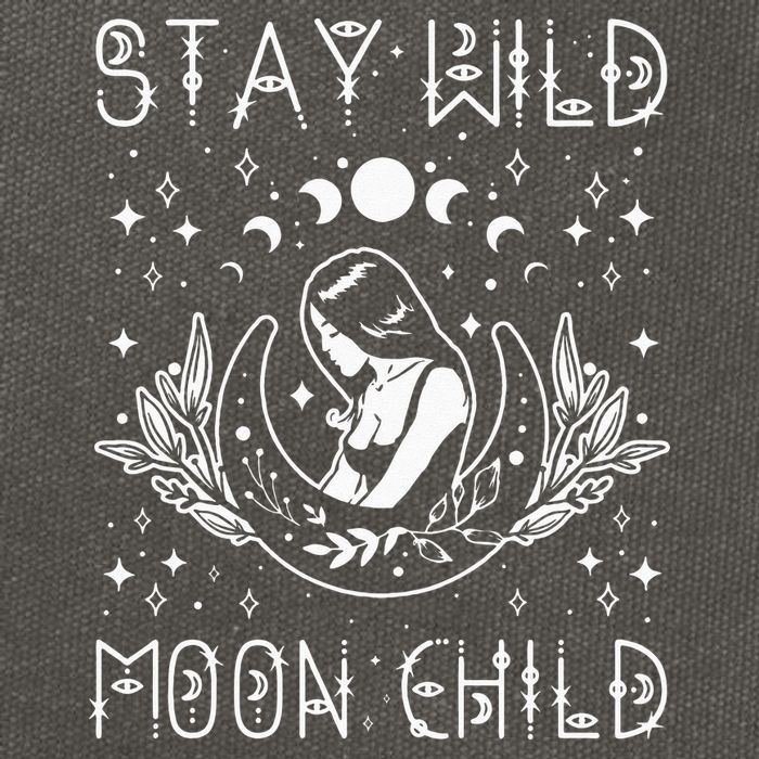 Stay Wild Moon Child Celestial Wiccan Witchy Boho Vibes Cotton Canvas Backpack