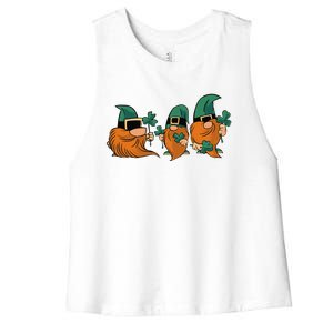 Shenanigans With My Gnomies, St Patricks Gnome Women's Racerback Cropped Tank