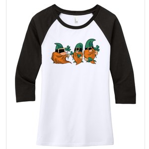 Shenanigans With My Gnomies, St Patricks Gnome Women's Tri-Blend 3/4-Sleeve Raglan Shirt