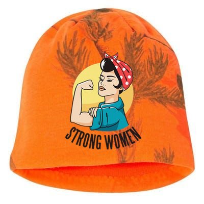 Strong Women Modern Rosie The Riveter Motivational Design Kati - Camo Knit Beanie