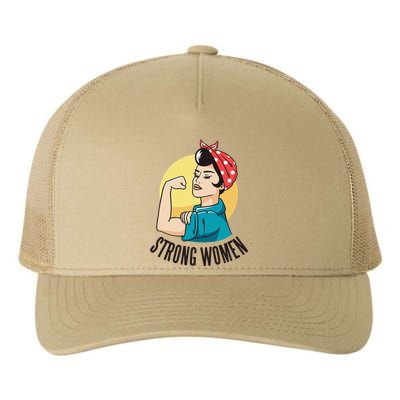 Strong Women Modern Rosie The Riveter Motivational Design Yupoong Adult 5-Panel Trucker Hat