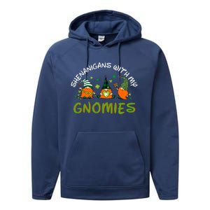 Shenanigans With My Gnomies St Patrick's Day Gnome Shamrock Performance Fleece Hoodie