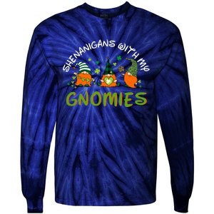 Shenanigans With My Gnomies St Patrick's Day Gnome Shamrock Tie-Dye Long Sleeve Shirt