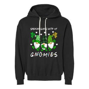 Shenanigans With My Gnomies St Patrick's Day Gnome Shamrock Garment-Dyed Fleece Hoodie