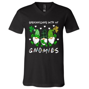 Shenanigans With My Gnomies St Patrick's Day Gnome Shamrock V-Neck T-Shirt