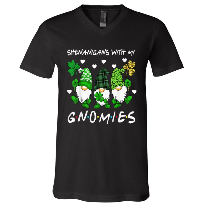 Shenanigans With My Gnomies St Patrick's Day Gnome Shamrock V-Neck T-Shirt