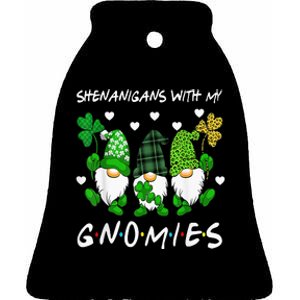 Shenanigans With My Gnomies St Patrick's Day Gnome Shamrock Ceramic Bell Ornament