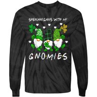 Shenanigans With My Gnomies St Patrick's Day Gnome Shamrock Tie-Dye Long Sleeve Shirt