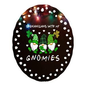 Shenanigans With My Gnomies St Patrick's Day Gnome Shamrock Ceramic Oval Ornament