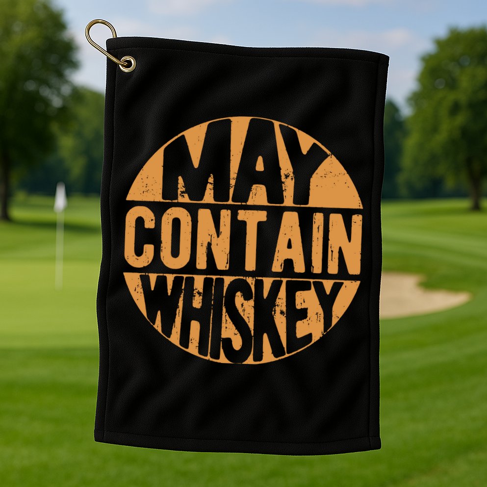 Sarcastic Whiskey May Contain Whiskey Lover Funny Whiskey Golf Towel