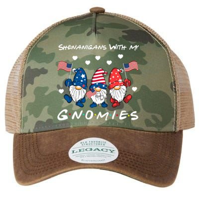 Shenanigans With My Gnomies 4th Of July Cute Gnome Patriotic Funny Gift Legacy Tie Dye Trucker Hat