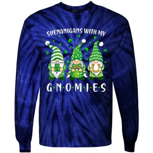 Shenanigans With My Gnomies St Patricks Day Gnome Tie-Dye Long Sleeve Shirt