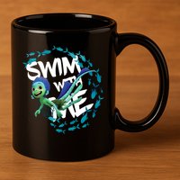 Swim With Me Cute Cartoon Mermaid 11oz C Handle Ceramic Mug