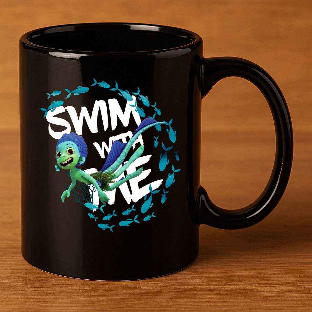 Swim With Me Cute Cartoon Mermaid 11oz C Handle Ceramic Mug