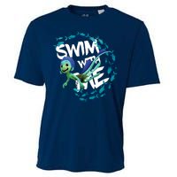 Swim With Me Cute Cartoon Mermaid Cooling Performance Crew T-Shirt