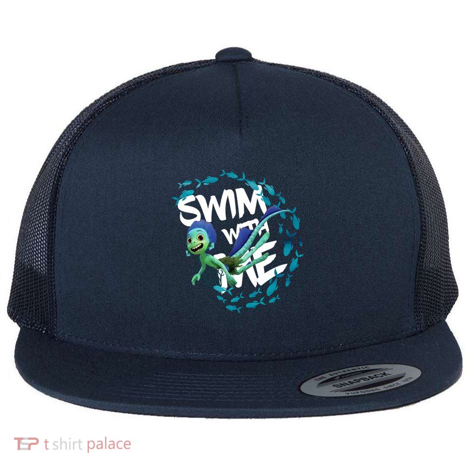 Swim With Me Cute Cartoon Mermaid Flatbill Hat