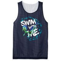 Swim With Me Cute Cartoon Mermaid Mesh Reversible Basketball Jersey Tank