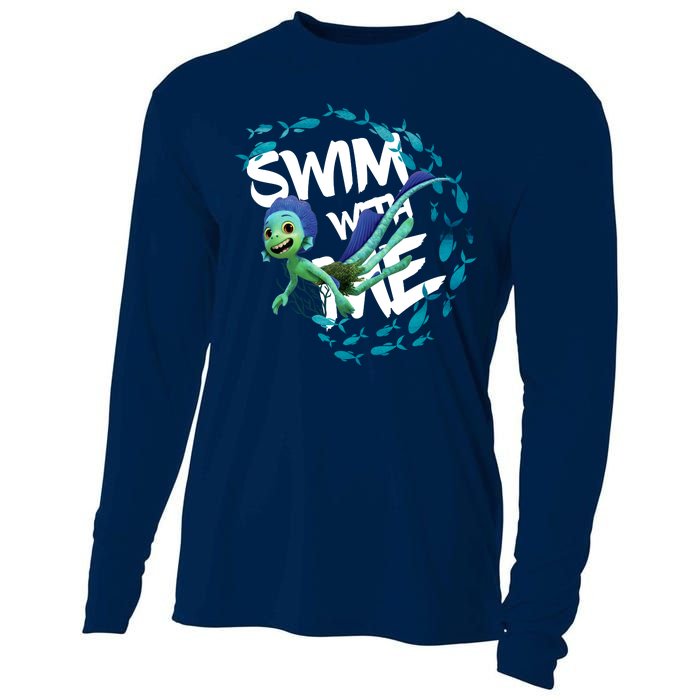 Swim With Me Cute Cartoon Mermaid Cooling Performance Long Sleeve Crew