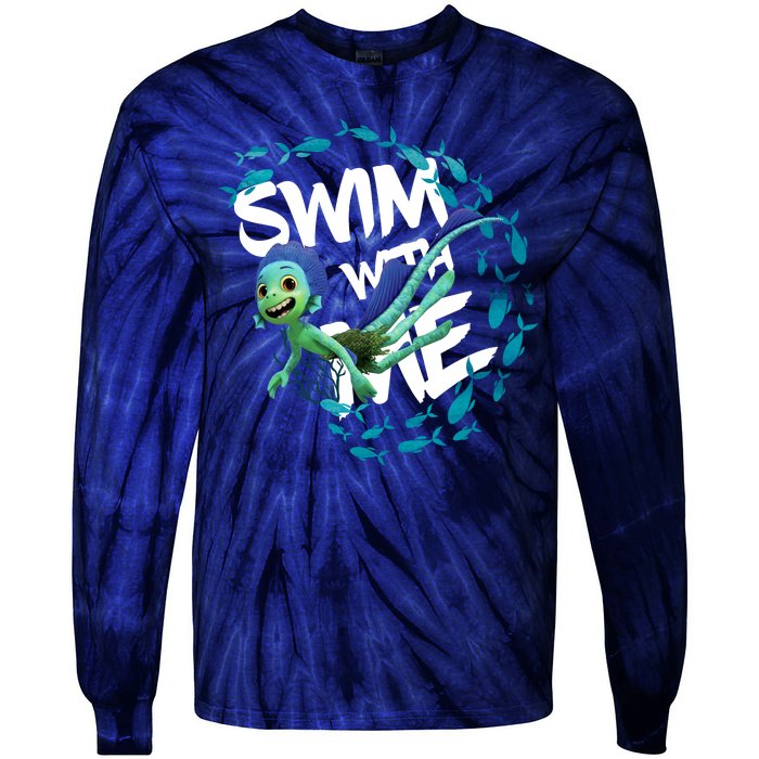 Swim With Me Cute Cartoon Mermaid Tie-Dye Long Sleeve Shirt