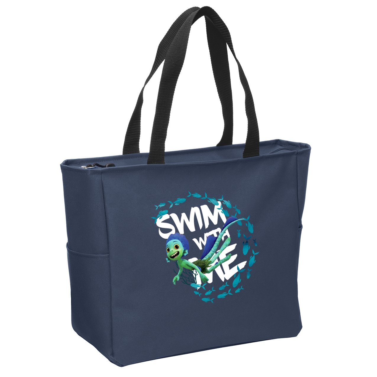 Swim With Me Cute Cartoon Mermaid Zip Tote Bag
