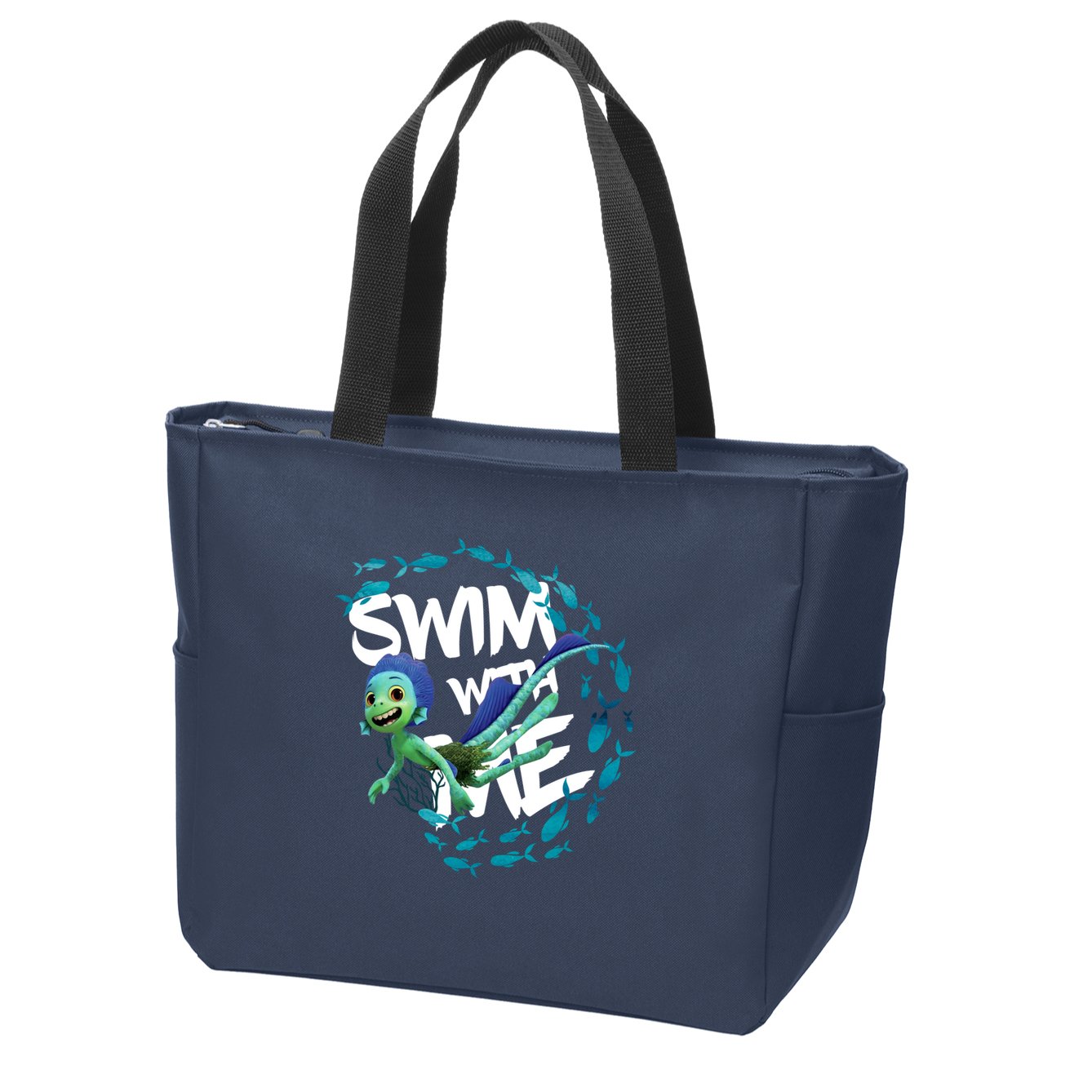 Swim With Me Cute Cartoon Mermaid Zip Tote Bag