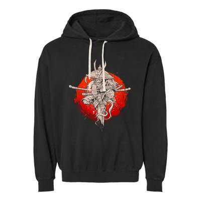 Samurai Warrior Monkey King Garment-Dyed Fleece Hoodie