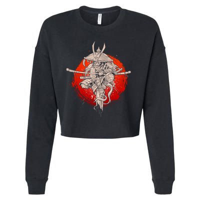 Samurai Warrior Monkey King Cropped Pullover Crew