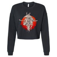 Samurai Warrior Monkey King Cropped Pullover Crew