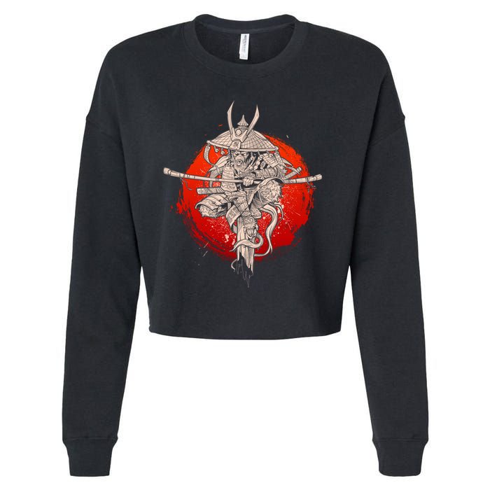 Samurai Warrior Monkey King Cropped Pullover Crew