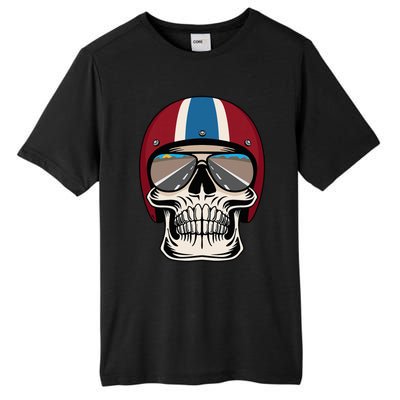 Skull Wearing Motorcycle Helmet And Sunglasses Tall Fusion ChromaSoft Performance T-Shirt