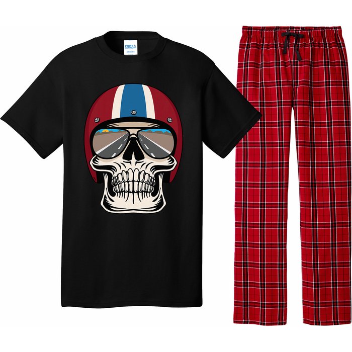 Skull Wearing Motorcycle Helmet And Sunglasses Pajama Set