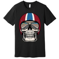 Skull Wearing Motorcycle Helmet And Sunglasses Premium T-Shirt