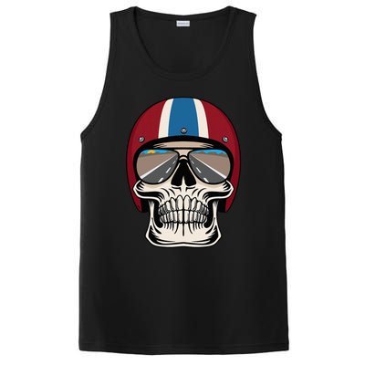 Skull Wearing Motorcycle Helmet And Sunglasses PosiCharge Competitor Tank