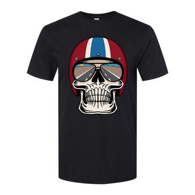 Skull Wearing Motorcycle Helmet And Sunglasses Softstyle CVC T-Shirt