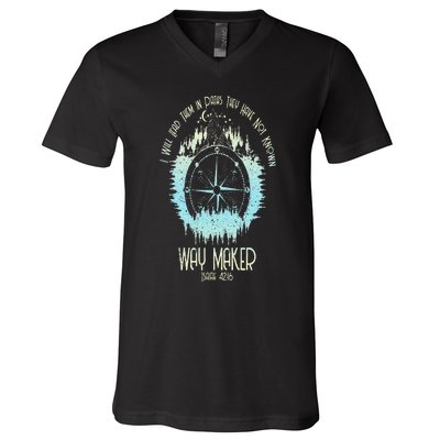 Spiritual Way Maker Bible Verse Christian Faith Way Maker V-Neck T-Shirt