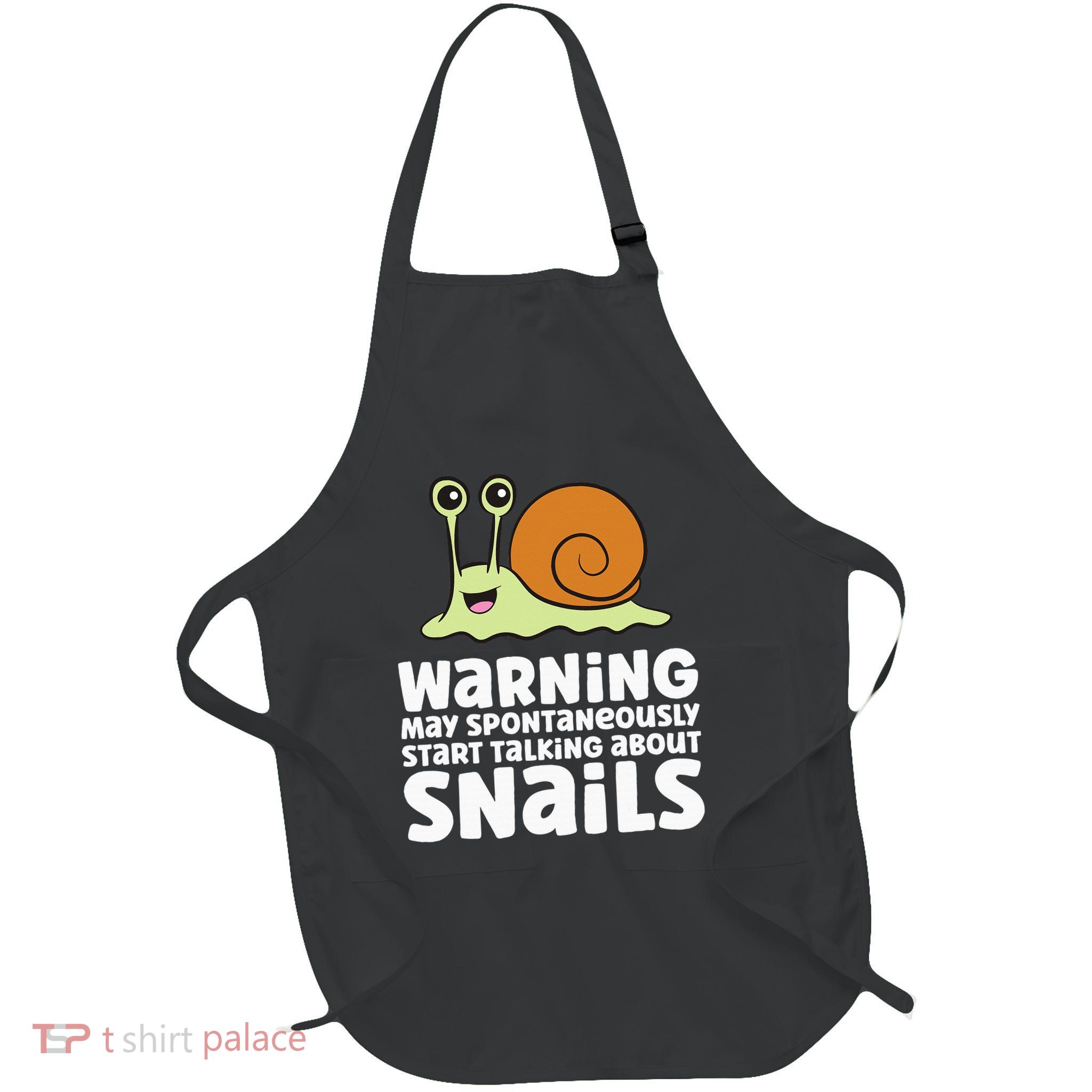 Snails Warning May Spontaneously Talk About Snails Full-Length Apron With Pockets