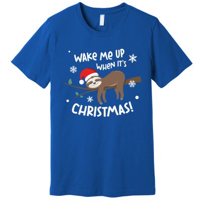 Sloth Wake Me Up When ItS Christmas Meaningful Gift Premium T-Shirt