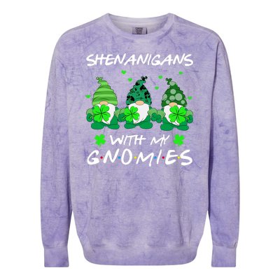 Shenanigans With My Gnomies Shamrock St Patricks Day Colorblast Crewneck Sweatshirt