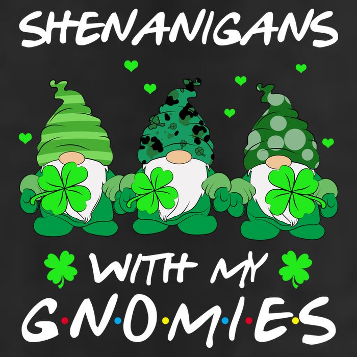 Shenanigans With My Gnomies Shamrock St Patricks Day 7 Panel Mesh Trucker Snapback Hat