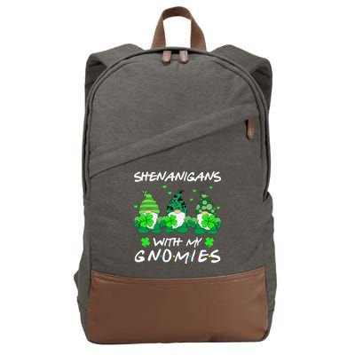 Shenanigans With My Gnomies Shamrock St Patricks Day Cotton Canvas Backpack