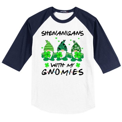 Shenanigans With My Gnomies Shamrock St Patricks Day Baseball Sleeve Shirt