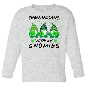 Shenanigans With My Gnomies Shamrock St Patricks Day Toddler Long Sleeve Shirt